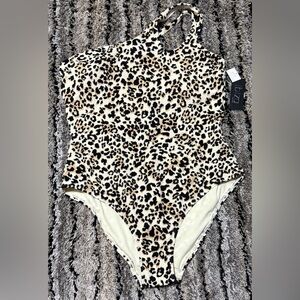 Ibiza leopard print one-shoulder one-piece swimsuit